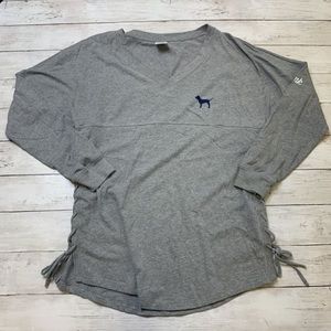 Victoria’s Secret Pink Campus Long Sleeve Ruched Tee